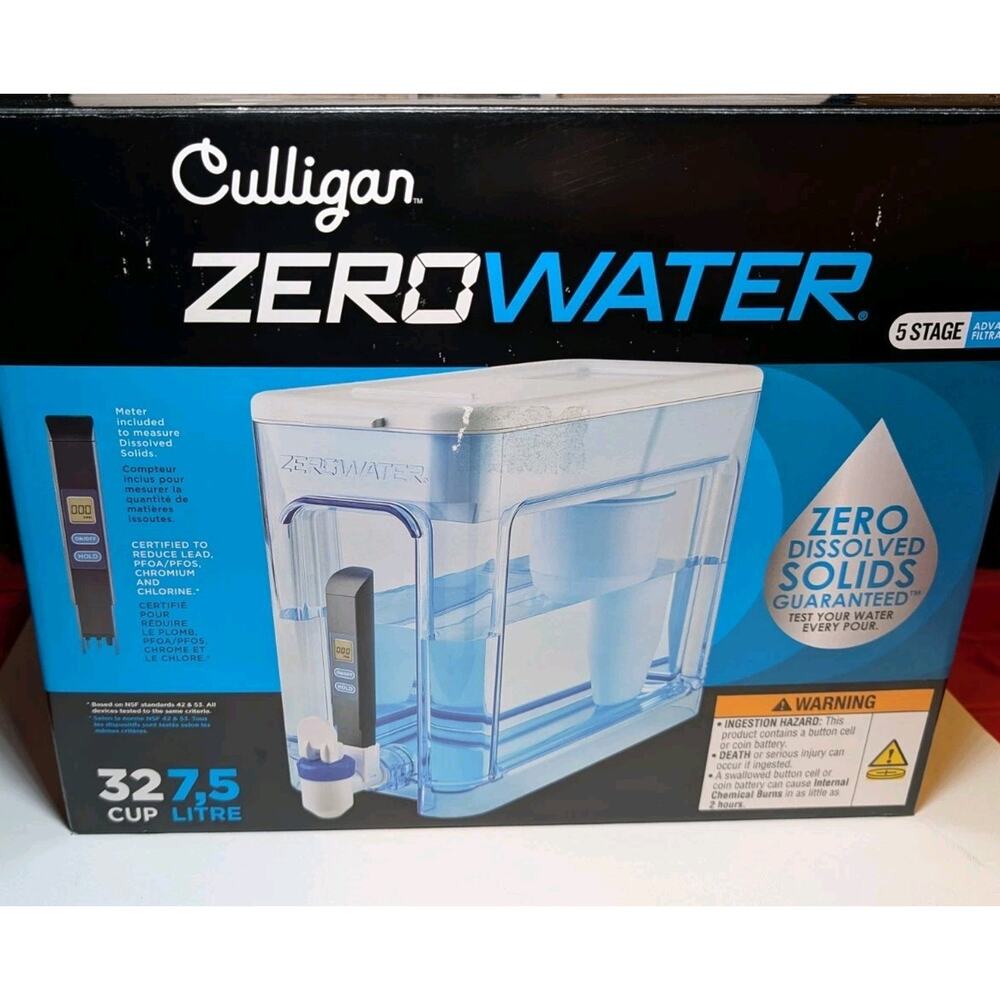 Culligan ZeroWater 32 Cup 5-Stage Water Filter Dispenser TDS Meter New